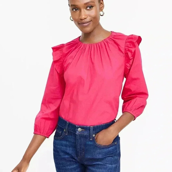 Pink Ruffled Puff Sleeve Blouse - Picture 1 of 4